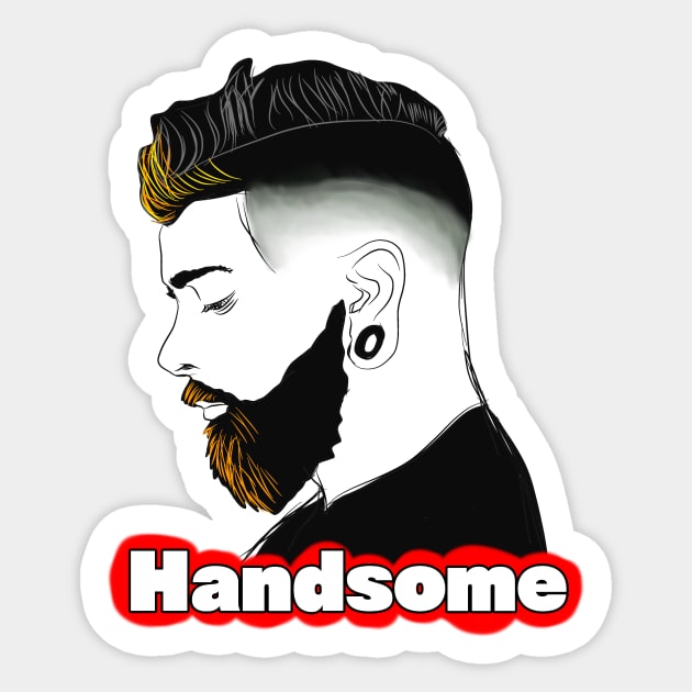 Handsome bearded man Sticker by Grafititee